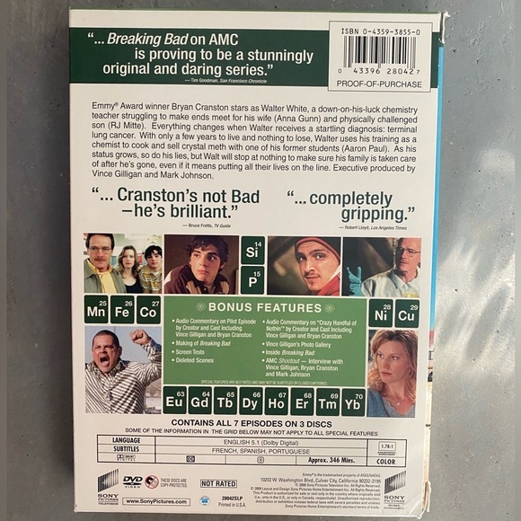 BREAKING BAD Season 1 DVD Set - Picture 2 of 2